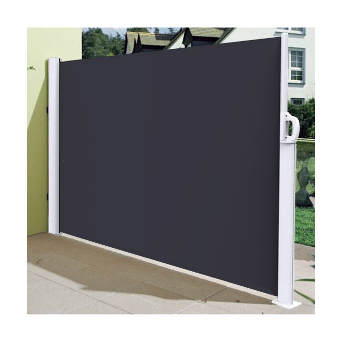 Stores latéral paravent extérieur brise vue pour terrasse - Armature blanc  - 1,6 x 3,5 m - Gris anthracite