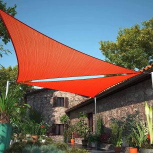 Voile d'ombrage imperméable 220g/m² - 3 x 3 x 3 m - Haute densité - Tissu déperlant - Terracotta épicé - Côté Store