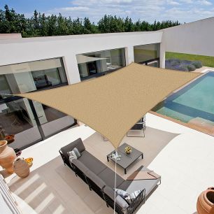 Voile d'ombrage rectangulaire résistante au vent - haute densité de 280g/m2 - Beige - 4 x 3 m - Côté Store