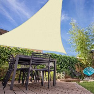 Voile d'ombrage triangulaire résistante au vent - haute densité de 280g/m2 - Écru - 3 x 4 x 5 m - Côté Store