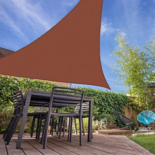 Voile d'ombrage résistante au vent 280g/m2 - Triangulaire - 3 x 3 x 3 m - Terracotta - Côté Store