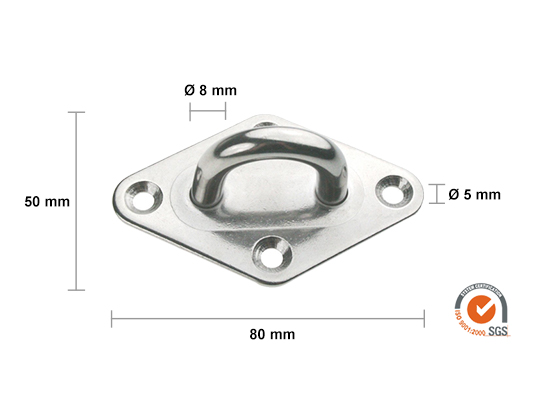 Pontet sur platine Losange en INOX A4