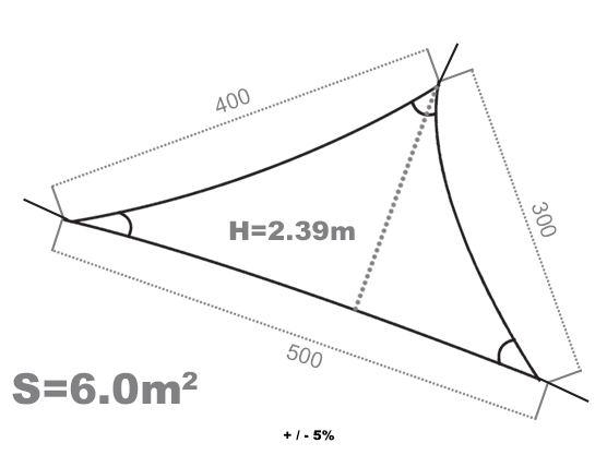 Voile d'ombrage triangulaire côté store