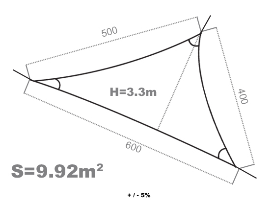 Voile d'ombrage triangulaire côté store